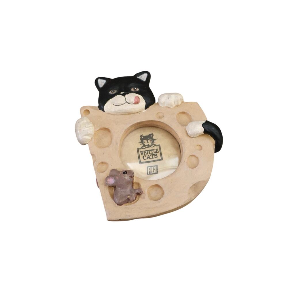 Vintage Figi Whittle Cats Kitty Mouse Cheese Pets 3D Mini Photo Frame